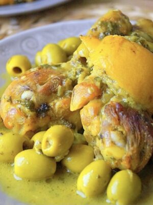 Poulet au citron confit et olives vertes
